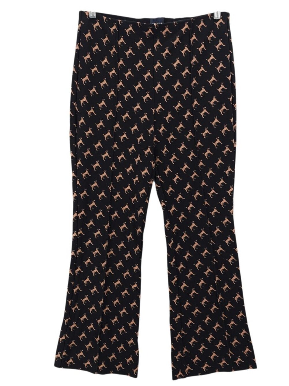 MAEVE Anthropologie Margot Kick Flare Cropped Pants Dog Print Stretch MEDIUM